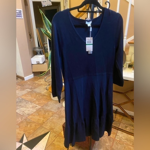 NWT Navy Blue sweater dress with ruffled bottom - Picture 1 of 3